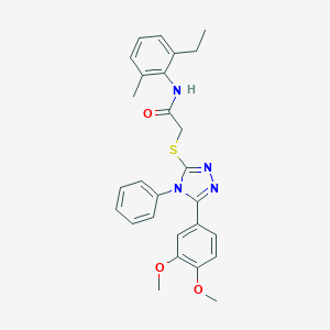 2-{[5-(3,4-dimethoxyphenyl)-4-phenyl-4H-1,2,4-triazol-3-yl]sulfanyl}-N-(2-ethyl-6-methylphenyl)acetamide