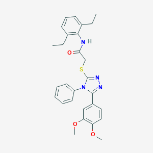 molecular formula C28H30N4O3S B418522 N-(2,6-diethylphenyl)-2-{[5-(3,4-dimethoxyphenyl)-4-phenyl-4H-1,2,4-triazol-3-yl]sulfanyl}acetamide 