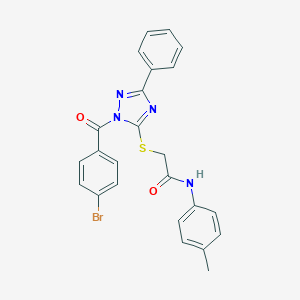 molecular formula C24H19BrN4O2S B418523 2-{[1-(4-bromobenzoyl)-3-phenyl-1H-1,2,4-triazol-5-yl]sulfanyl}-N-(4-methylphenyl)acetamide 