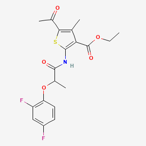 molecular formula C19H19F2NO5S B4185239 ethyl 5-acetyl-2-{[2-(2,4-difluorophenoxy)propanoyl]amino}-4-methyl-3-thiophenecarboxylate 