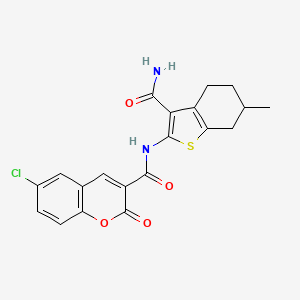 molecular formula C20H17ClN2O4S B4185242 N-[3-(aminocarbonyl)-6-methyl-4,5,6,7-tetrahydro-1-benzothien-2-yl]-6-chloro-2-oxo-2H-chromene-3-carboxamide 