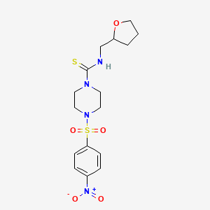 molecular formula C16H22N4O5S2 B4185254 4-[(4-nitrophenyl)sulfonyl]-N-(tetrahydro-2-furanylmethyl)-1-piperazinecarbothioamide 