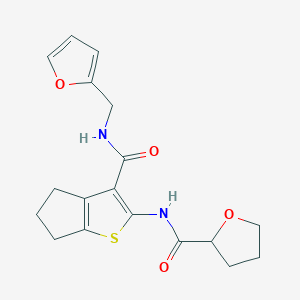 molecular formula C18H20N2O4S B4185257 N-(3-{[(2-furylmethyl)amino]carbonyl}-5,6-dihydro-4H-cyclopenta[b]thien-2-yl)tetrahydro-2-furancarboxamide 