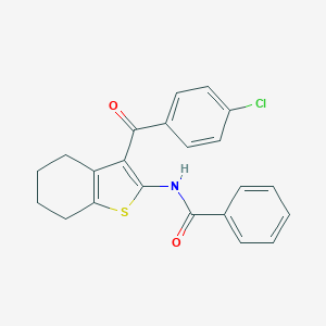 molecular formula C22H18ClNO2S B418527 N-[3-(4-chlorobenzoyl)-4,5,6,7-tetrahydro-1-benzothien-2-yl]benzamide 