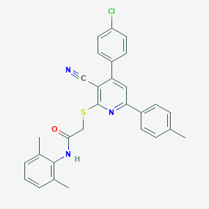 molecular formula C29H24ClN3OS B418528 2-{[4-(4-chlorophenyl)-3-cyano-6-(4-methylphenyl)-2-pyridinyl]sulfanyl}-N-(2,6-dimethylphenyl)acetamide 