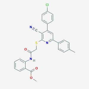 Methyl 2-[({[4-(4-chlorophenyl)-3-cyano-6-(4-methylphenyl)-2-pyridinyl]sulfanyl}acetyl)amino]benzoate