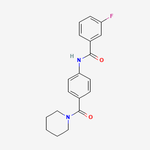 molecular formula C19H19FN2O2 B4185292 3-fluoro-N-[4-(1-piperidinylcarbonyl)phenyl]benzamide 