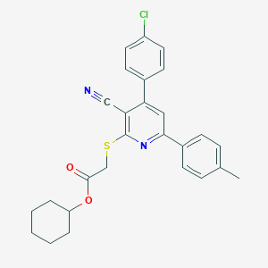 molecular formula C27H25ClN2O2S B418530 Cyclohexyl {[4-(4-chlorophenyl)-3-cyano-6-(4-methylphenyl)-2-pyridinyl]sulfanyl}acetate 