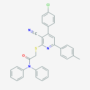 molecular formula C33H24ClN3OS B418531 2-{[4-(4-chlorophenyl)-3-cyano-6-(4-methylphenyl)-2-pyridinyl]sulfanyl}-N,N-diphenylacetamide 