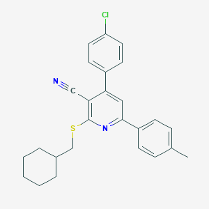 molecular formula C26H25ClN2S B418534 4-(4-Chlorophenyl)-2-[(cyclohexylmethyl)sulfanyl]-6-(4-methylphenyl)nicotinonitrile 