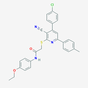 molecular formula C29H24ClN3O2S B418537 2-{[4-(4-chlorophenyl)-3-cyano-6-(4-methylphenyl)-2-pyridinyl]sulfanyl}-N-(4-ethoxyphenyl)acetamide 