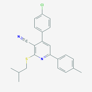 molecular formula C23H21ClN2S B418538 4-(4-Chlorophenyl)-2-(isobutylsulfanyl)-6-(4-methylphenyl)nicotinonitrile 