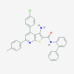 molecular formula C33H24ClN3OS B418540 3-amino-N-[1,1'-biphenyl]-2-yl-4-(4-chlorophenyl)-6-(4-methylphenyl)thieno[2,3-b]pyridine-2-carboxamide 