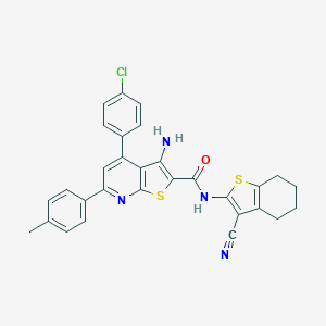 3-amino-4-(4-chlorophenyl)-N-(3-cyano-4,5,6,7-tetrahydro-1-benzothien-2-yl)-6-(4-methylphenyl)thieno[2,3-b]pyridine-2-carboxamide
