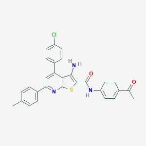 molecular formula C29H22ClN3O2S B418543 N-(4-acetylphenyl)-3-amino-4-(4-chlorophenyl)-6-(4-methylphenyl)thieno[2,3-b]pyridine-2-carboxamide 