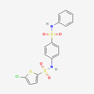 molecular formula C16H13ClN2O4S3 B4185433 N-[4-(anilinosulfonyl)phenyl]-5-chloro-2-thiophenesulfonamide 