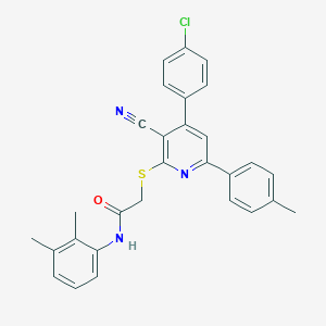 molecular formula C29H24ClN3OS B418545 2-{[4-(4-chlorophenyl)-3-cyano-6-(4-methylphenyl)-2-pyridinyl]sulfanyl}-N-(2,3-dimethylphenyl)acetamide 