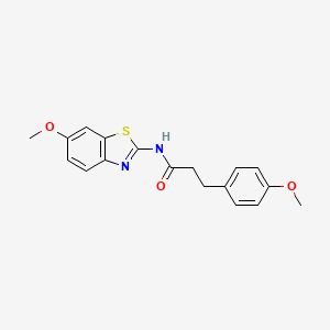 molecular formula C18H18N2O3S B4185458 N-(6-methoxy-1,3-benzothiazol-2-yl)-3-(4-methoxyphenyl)propanamide 