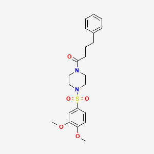 molecular formula C22H28N2O5S B4185469 1-[(3,4-dimethoxyphenyl)sulfonyl]-4-(4-phenylbutanoyl)piperazine 