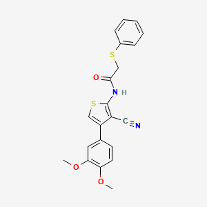 molecular formula C21H18N2O3S2 B4185480 N-[3-cyano-4-(3,4-dimethoxyphenyl)-2-thienyl]-2-(phenylthio)acetamide 
