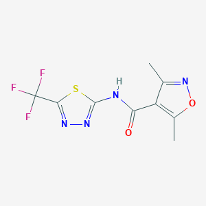 molecular formula C9H7F3N4O2S B4185502 3,5-dimethyl-N-[5-(trifluoromethyl)-1,3,4-thiadiazol-2-yl]-4-isoxazolecarboxamide 