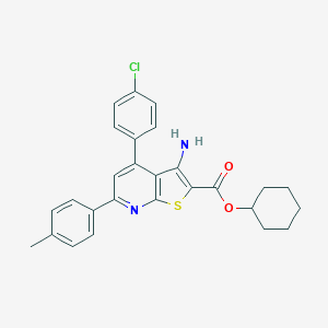 molecular formula C27H25ClN2O2S B418552 Cyclohexyl 3-amino-4-(4-chlorophenyl)-6-(4-methylphenyl)thieno[2,3-b]pyridine-2-carboxylate 