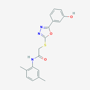 molecular formula C18H17N3O3S B418553 N-(2,5-dimethylphenyl)-2-{[5-(3-hydroxyphenyl)-1,3,4-oxadiazol-2-yl]sulfanyl}acetamide 