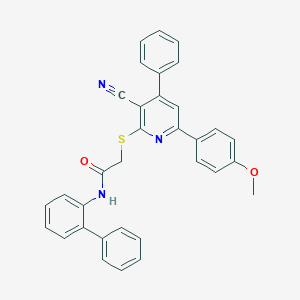 molecular formula C33H25N3O2S B418556 N-[1,1'-biphenyl]-2-yl-2-{[3-cyano-6-(4-methoxyphenyl)-4-phenyl-2-pyridinyl]sulfanyl}acetamide 