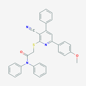 molecular formula C33H25N3O2S B418558 2-{[3-cyano-6-(4-methoxyphenyl)-4-phenyl-2-pyridinyl]sulfanyl}-N,N-diphenylacetamide 