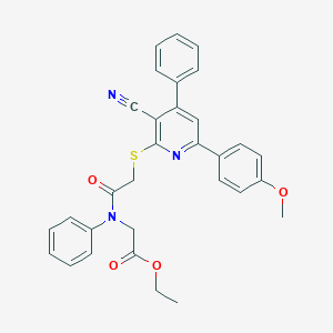 molecular formula C31H27N3O4S B418559 Ethyl [({[3-cyano-6-(4-methoxyphenyl)-4-phenyl-2-pyridinyl]sulfanyl}acetyl)anilino]acetate 