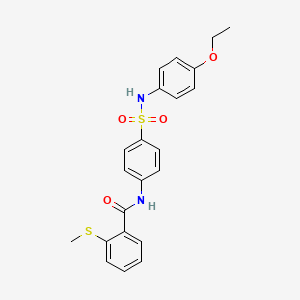 molecular formula C22H22N2O4S2 B4185591 N-(4-{[(4-ethoxyphenyl)amino]sulfonyl}phenyl)-2-(methylthio)benzamide 