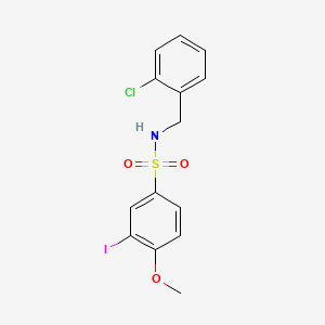 molecular formula C14H13ClINO3S B4185599 N-(2-chlorobenzyl)-3-iodo-4-methoxybenzenesulfonamide 