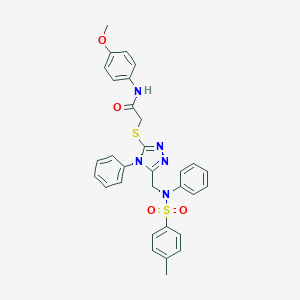 N-(4-methoxyphenyl)-2-{[5-({[(4-methylphenyl)sulfonyl]anilino}methyl)-4-phenyl-4H-1,2,4-triazol-3-yl]sulfanyl}acetamide