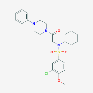 molecular formula C25H32ClN3O4S B4185602 3-chloro-N-cyclohexyl-4-methoxy-N-[2-oxo-2-(4-phenyl-1-piperazinyl)ethyl]benzenesulfonamide 