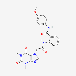 molecular formula C23H22N6O5 B4185603 2-{[(1,3-二甲基-2,6-二氧代-1,2,3,6-四氢-7H-嘌呤-7-基)乙酰]氨基}-N-(4-甲氧基苯基)苯甲酰胺 