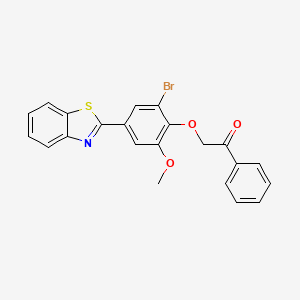 molecular formula C22H16BrNO3S B4185619 2-[4-(1,3-benzothiazol-2-yl)-2-bromo-6-methoxyphenoxy]-1-phenylethanone 