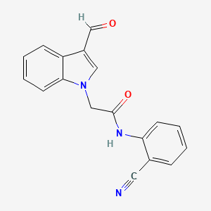 molecular formula C18H13N3O2 B4185631 N-(2-cyanophenyl)-2-(3-formyl-1H-indol-1-yl)acetamide 