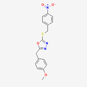 molecular formula C17H15N3O4S B4185642 2-(4-methoxybenzyl)-5-[(4-nitrobenzyl)thio]-1,3,4-oxadiazole 