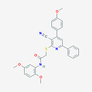 molecular formula C29H25N3O4S B418565 2-{[3-cyano-4-(4-methoxyphenyl)-6-phenyl-2-pyridinyl]sulfanyl}-N-(2,5-dimethoxyphenyl)acetamide 