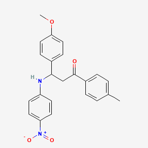 molecular formula C23H22N2O4 B4185654 3-(4-methoxyphenyl)-1-(4-methylphenyl)-3-[(4-nitrophenyl)amino]-1-propanone 
