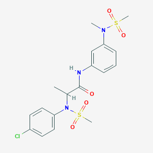 molecular formula C18H22ClN3O5S2 B4185657 N~2~-(4-chlorophenyl)-N~1~-{3-[methyl(methylsulfonyl)amino]phenyl}-N~2~-(methylsulfonyl)alaninamide 