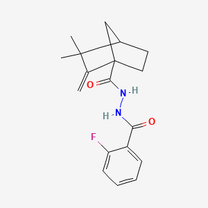 molecular formula C18H21FN2O2 B4185662 N'-(2-fluorobenzoyl)-3,3-dimethyl-2-methylenebicyclo[2.2.1]heptane-1-carbohydrazide 