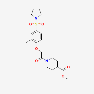 molecular formula C21H30N2O6S B4185665 ethyl 1-{[2-methyl-4-(1-pyrrolidinylsulfonyl)phenoxy]acetyl}-4-piperidinecarboxylate 