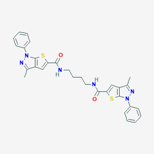 molecular formula C30H28N6O2S2 B418569 3-methyl-N-(4-{[(3-methyl-1-phenyl-1H-thieno[2,3-c]pyrazol-5-yl)carbonyl]amino}butyl)-1-phenyl-1H-thieno[2,3-c]pyrazole-5-carboxamide 