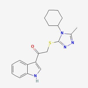 molecular formula C19H22N4OS B4185694 2-[(4-cyclohexyl-5-methyl-4H-1,2,4-triazol-3-yl)thio]-1-(1H-indol-3-yl)ethanone 