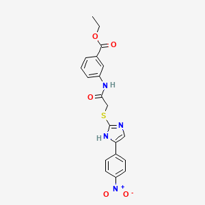 molecular formula C20H18N4O5S B4185706 ethyl 3-[({[4-(4-nitrophenyl)-1H-imidazol-2-yl]thio}acetyl)amino]benzoate 