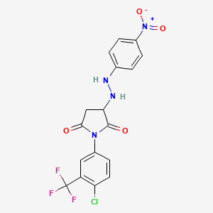 molecular formula C17H12ClF3N4O4 B4185713 1-[4-chloro-3-(trifluoromethyl)phenyl]-3-[2-(4-nitrophenyl)hydrazino]-2,5-pyrrolidinedione 