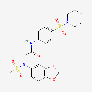 molecular formula C21H25N3O7S2 B4185743 N~2~-1,3-benzodioxol-5-yl-N~2~-(methylsulfonyl)-N~1~-[4-(1-piperidinylsulfonyl)phenyl]glycinamide 