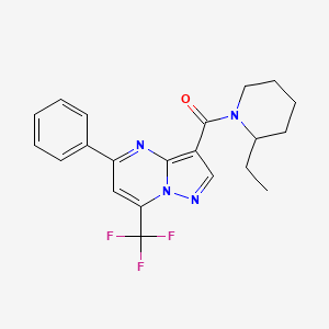 molecular formula C21H21F3N4O B4185745 3-[(2-ethyl-1-piperidinyl)carbonyl]-5-phenyl-7-(trifluoromethyl)pyrazolo[1,5-a]pyrimidine 