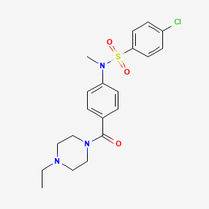 molecular formula C20H24ClN3O3S B4185773 4-chloro-N-{4-[(4-ethyl-1-piperazinyl)carbonyl]phenyl}-N-methylbenzenesulfonamide 